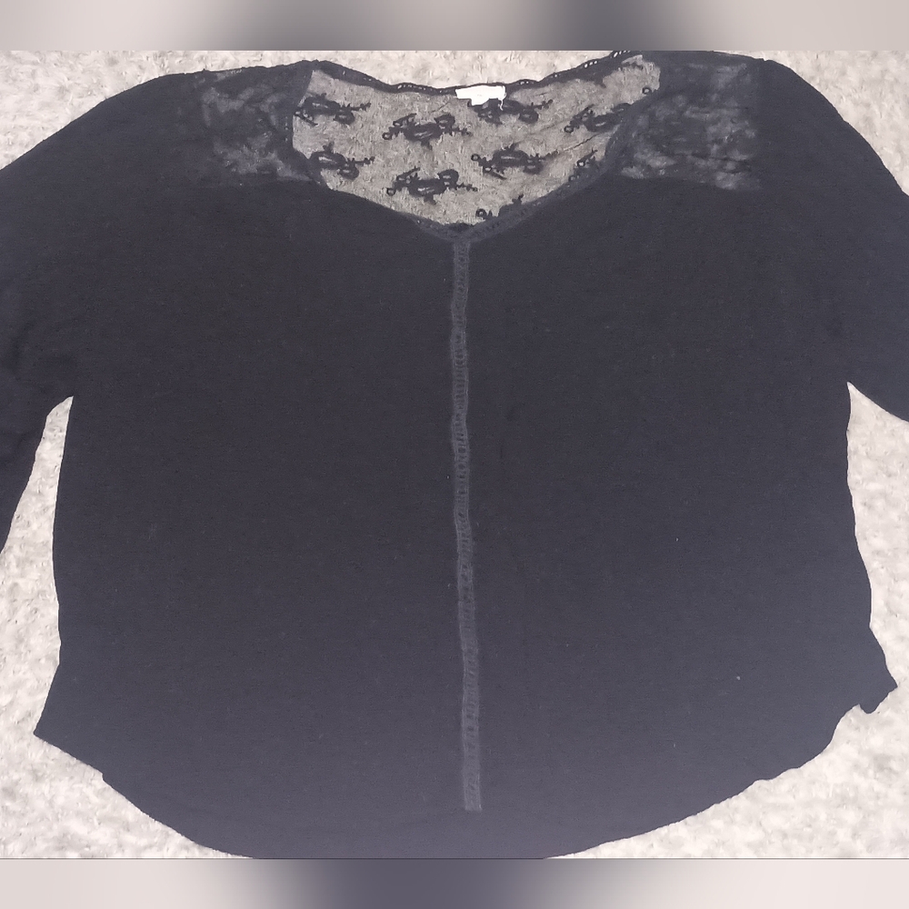 Women's Mason & Belle Top Blouse Size 1X Color Black Ruffle See Through Boutique